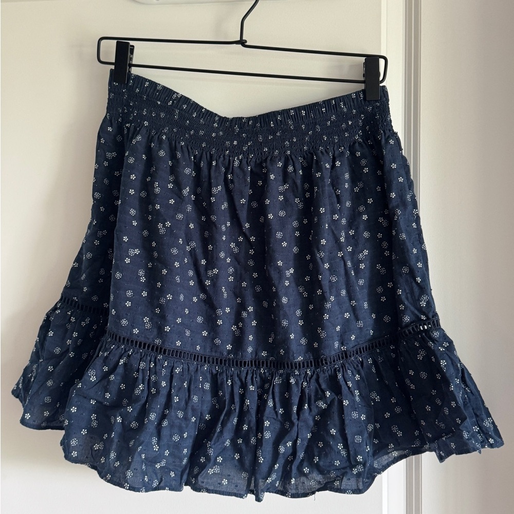Madewell Dark Blue Floral Mini‎ Skirt